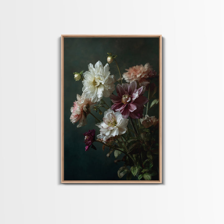Night Garden with Pale Flowers and Stars Canvas Print, Master Bedroom, Fine Art Print, Bedroom Decor, Watercolor Art, Sanctuary, MAS-2x3-7