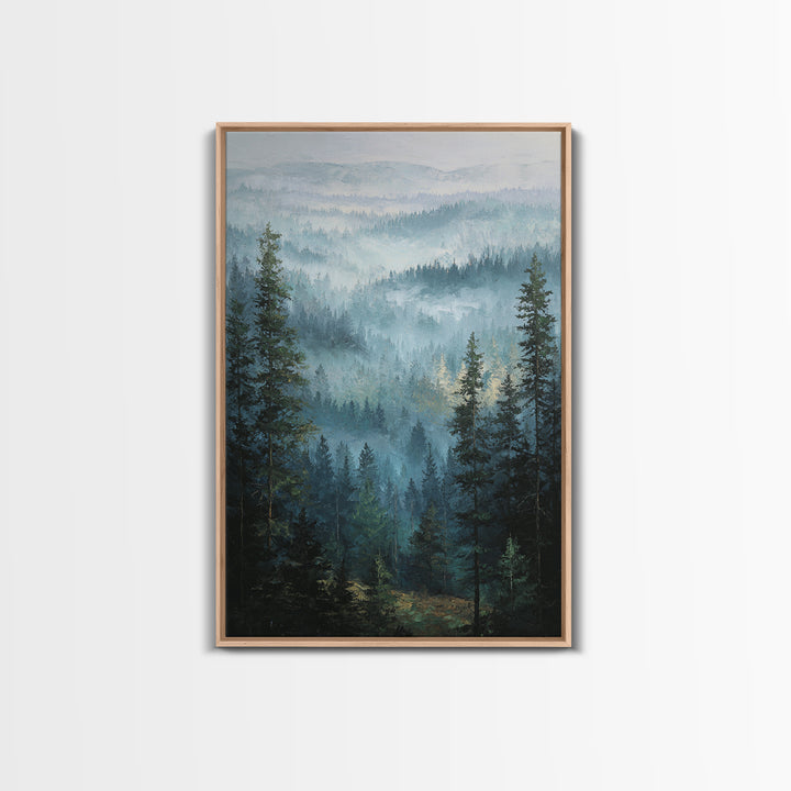 Calm Misty Forest Panorama Framed Canvas Print, Master Bedroom, Modern Decor, Bedroom Decor, Fine Art, Sanctuary, Wall Decor, MAS-2x3-84