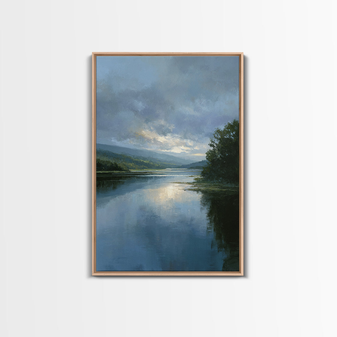Serene Lake with Pale Morning Reflection Canvas Print, Master Bedroom, Above Bed Wall Decor, Bedroom Decor, Sanctuary, MAS-2x3-87