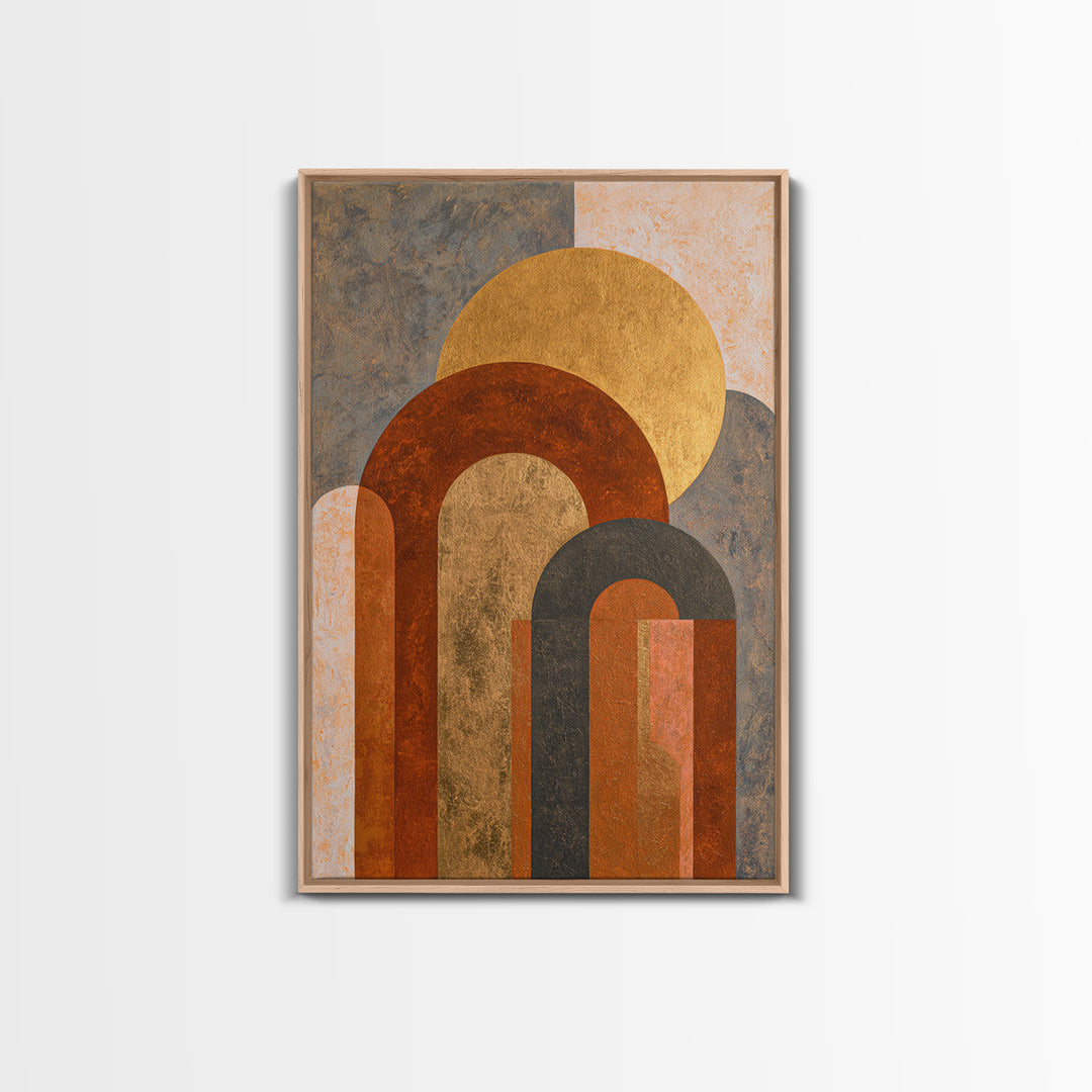 Gold Accented Abstract Arches Framed Canvas Print, Master Bedroom, Minimalist Wall Art, Bedroom Decor, Fine Art, Sanctuary, MAS-2x3-88