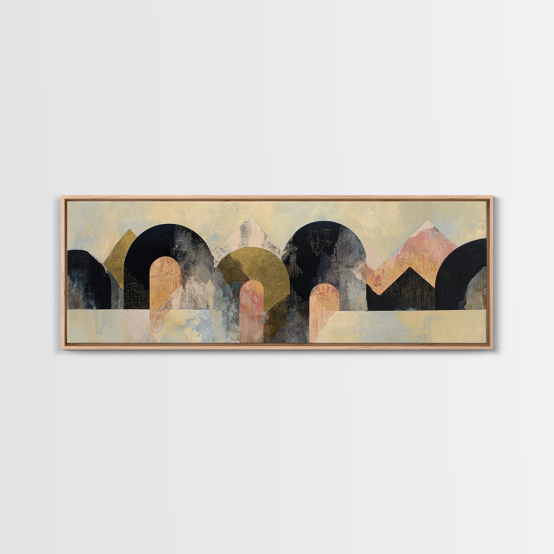 Gold Accented Abstract Arches Canvas Print, Master Bedroom, Vinyl Wall Decal, Bedroom Decor, Abstract Art, Sanctuary, MAS-3x1-24