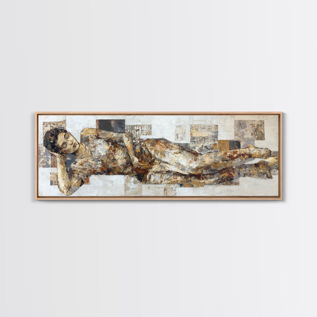 Classical Reclining Figure Implied Through Line Art Canvas Print, Master Bedroom, Boho Decor, Bedroom Decor, Sanctuary, MAS-3x1-62