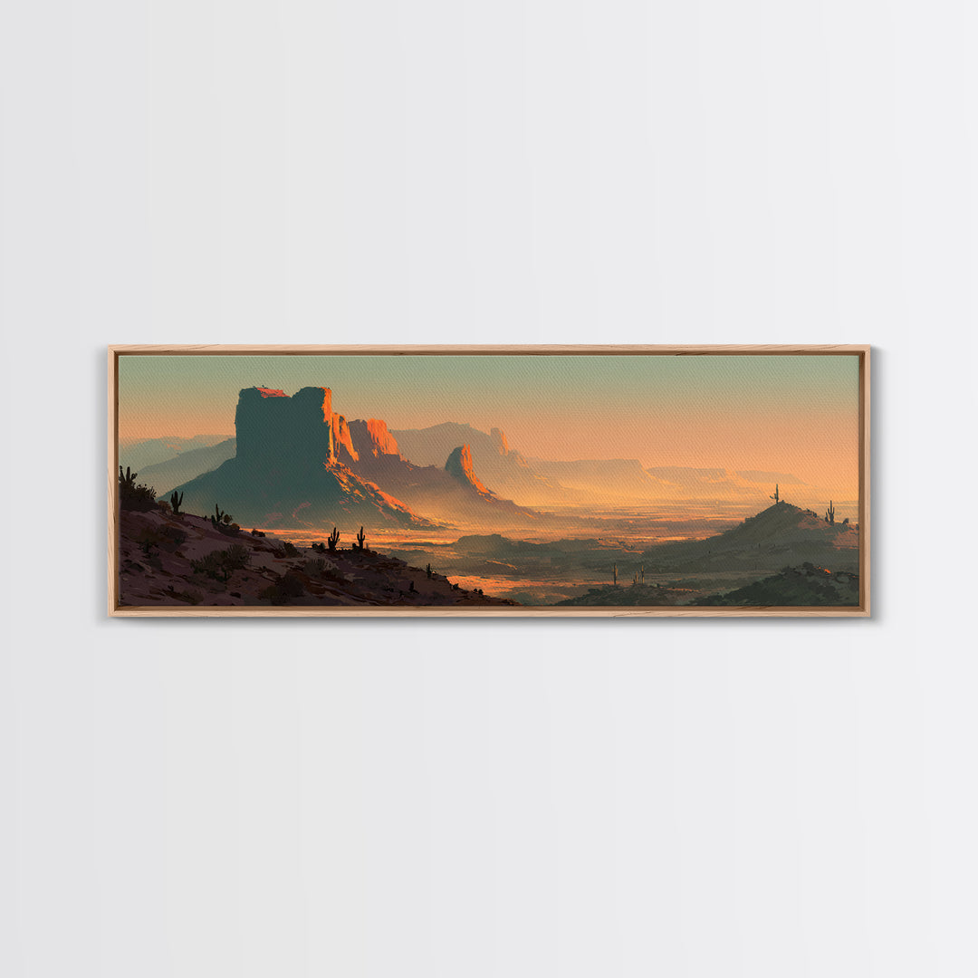 Quiet Desert Dusk Framed Canvas Print, Master Bedroom, Wall Decor Bedroom, Bedroom Decor, Fine Art, Sanctuary, Fine Art Print, MAS-3x1-74