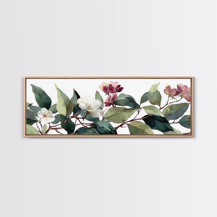Gentle Eucalyptus Watercolor Branches Canvas Print, Master Bedroom, Art Print, Bedroom Decor, Oil Painting, Sanctuary, MAS-3x1-76