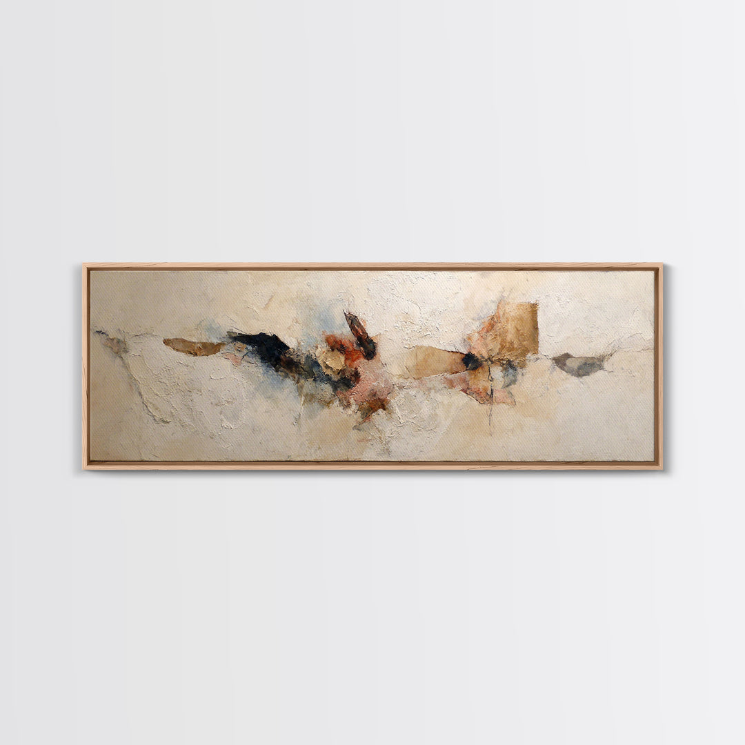 Large Cream Abstract Framed Canvas Print, Master Bedroom, Vinyl Wall Decal, Bedroom Decor, Abstract Art, Sanctuary, MAS-3x1-81