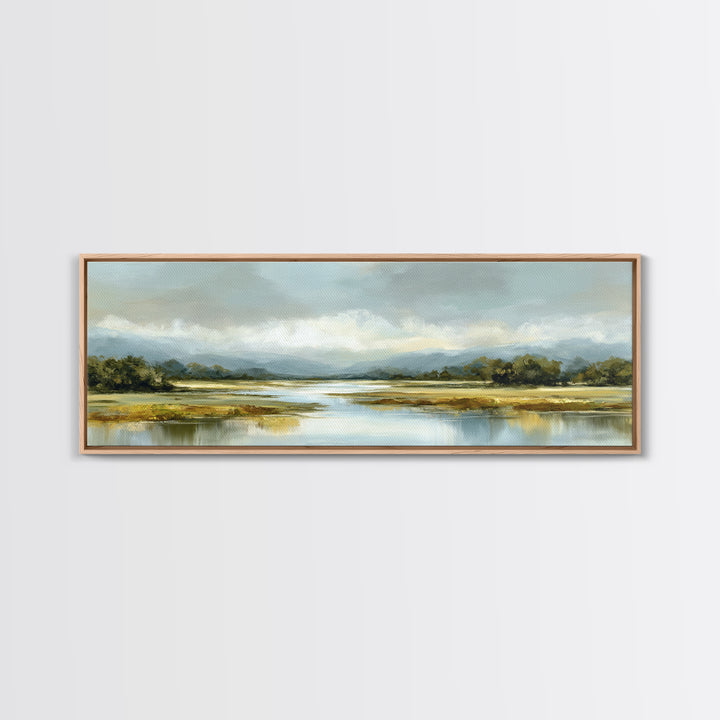 Serene Lake with Pale Morning Reflection Canvas Print, Master Bedroom, Wedding Decor, Bedroom Decor, Fine Art, Sanctuary, MAS-3x1-95