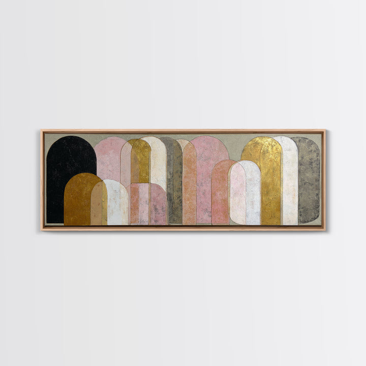 Gold Accented Abstract Arches Canvas Print, Master Bedroom, Textured Painting, Bedroom Decor, Abstract Art, Sanctuary, MAS-3x1-96