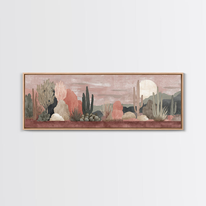Quiet Desert Dusk Canvas Print, Master Bedroom, Above Bed Wall Decor, Bedroom Decor, Oil Painting, Sanctuary, Textured Painting, MAS-3x1-98