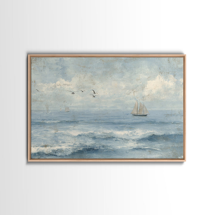 Hotel Coastal Landscape Canvas Print, Master Bedroom, Living Room Prints, Bedroom Decor, Watercolor Art, Sanctuary, MAS-3x2-1