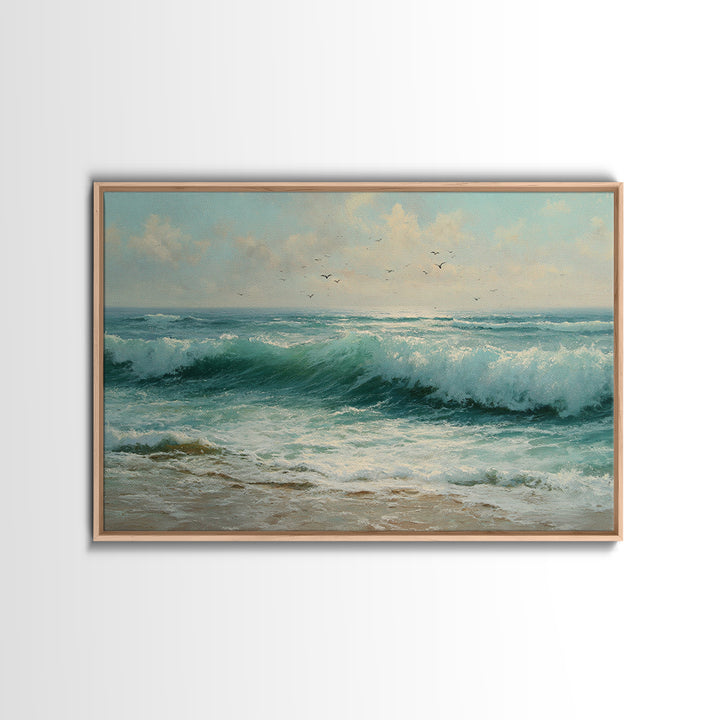 Elegant Moonlit Ocean Horizon Canvas Print, Master Bedroom, Modern Decor, Bedroom Decor, Fine Art, Sanctuary, Wall Decor, MAS-3x2-29