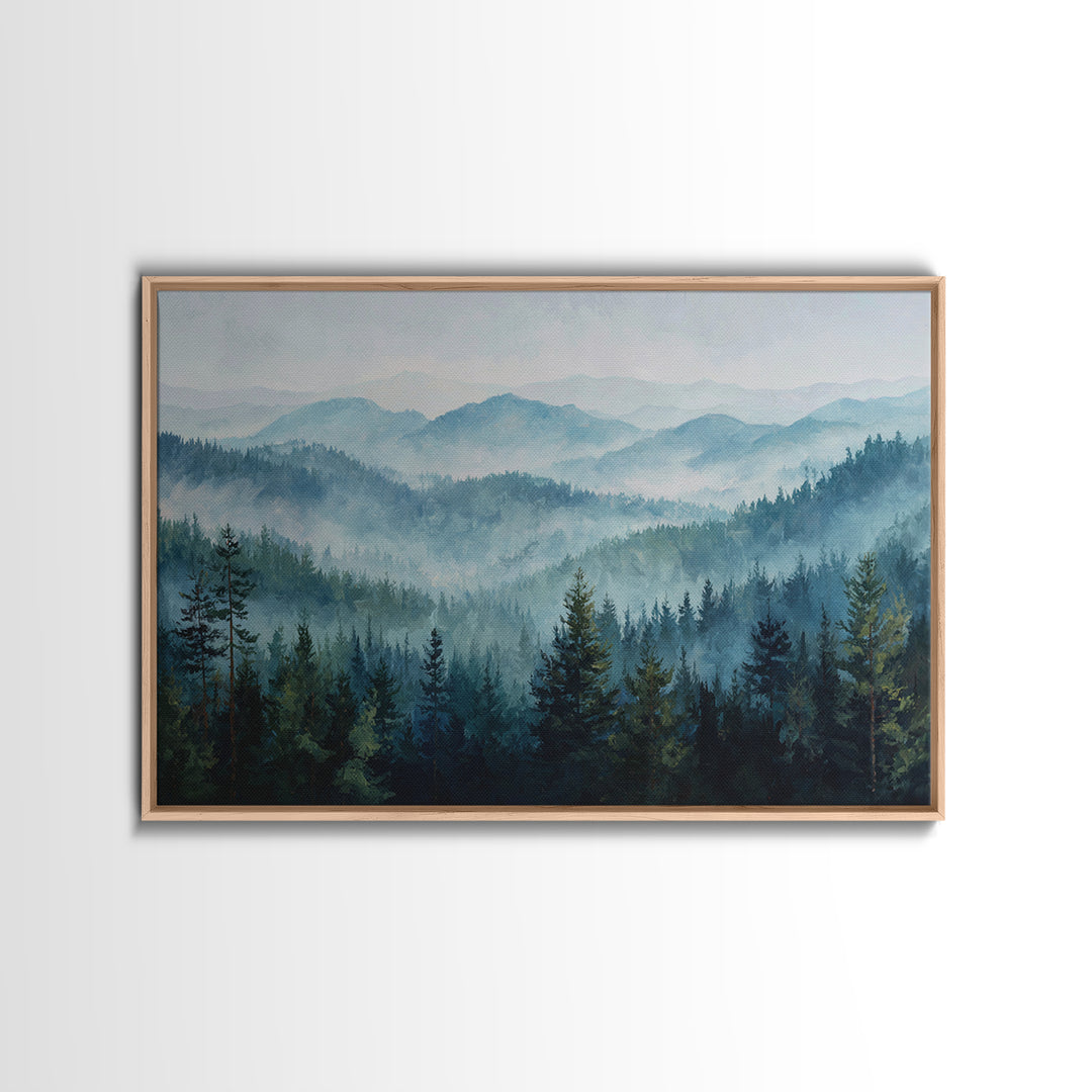 Calm Misty Forest Panorama Canvas Print, Master Bedroom, Room Decor, Bedroom Decor, Sanctuary, Wall Decal, Printable Art, MAS-3x2-56