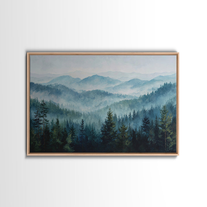Calm Misty Forest Panorama Canvas Print, Master Bedroom, Room Decor, Bedroom Decor, Sanctuary, Wall Decal, Printable Art, MAS-3x2-56