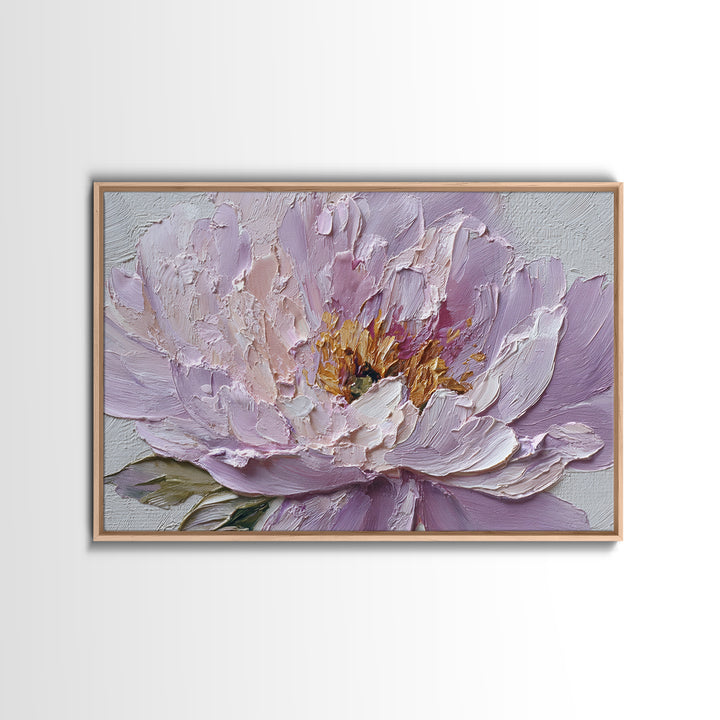 Romantic Neutral Peony Closeup Framed Canvas Print, Master Bedroom, Vinyl Wall Decal, Bedroom Decor, Fine Art, Sanctuary, MAS-3x2-78