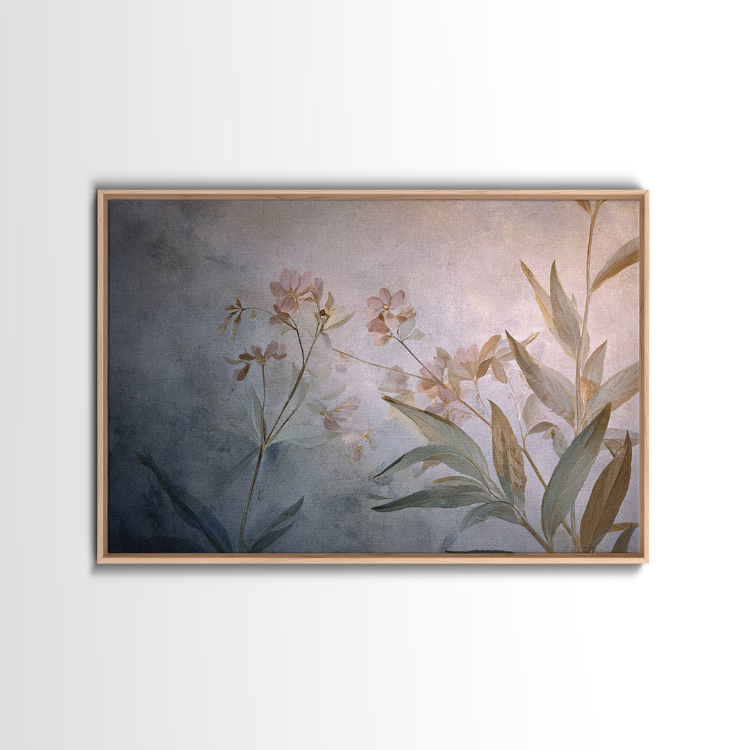 Dreamy Celestial Moon and Botanical Composition Framed Canvas Print, Master Bedroom, Wall Decor, Bedroom Decor, Sanctuary, MAS-3x2-87