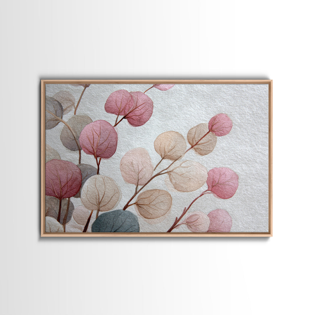 Gentle Eucalyptus Watercolor Branches Canvas Print, Master Bedroom, Art Print, Bedroom Decor, Oil Painting, Sanctuary, MAS-3x2-88