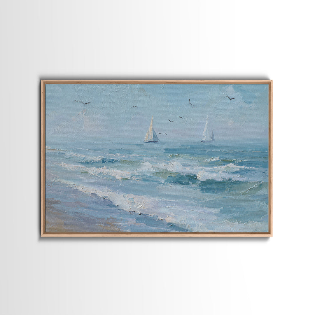 Hotel Coastal Landscape Framed Canvas Print, Master Bedroom, Luxury Decor, Bedroom Decor, Fine Art, Sanctuary, Wedding Decor, MAS-3x2-97