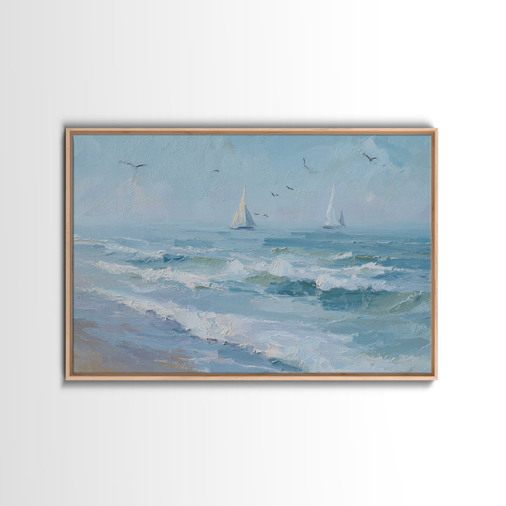 Hotel Coastal Landscape Framed Canvas Print, Master Bedroom, Luxury Decor, Bedroom Decor, Fine Art, Sanctuary, Wedding Decor, MAS-3x2-97