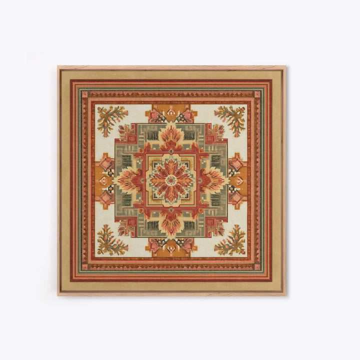 Bohemian Textile Pattern Framed Canvas Print, Maximalist Art, Art Nouveau, Living Room Decor, Maximal, Living Room Wall Art, MAX-1x1-44