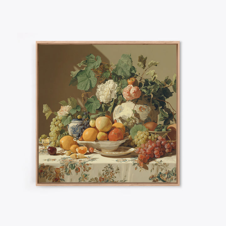 Rococo Fruit Feast Framed Canvas Print, Maximalist Art, Neutral Decor, Living Room Decor, Fine Art, Maximal, Home Decor, MAX-1x1-63