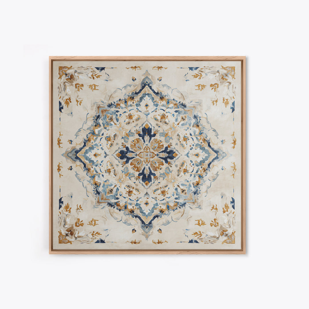 Bohemian Textile Pattern Framed Canvas Print, Maximalist Art, Modern Wall Art, Living Room Decor, Maximal, Statement Artwork, MAX-1x1-68