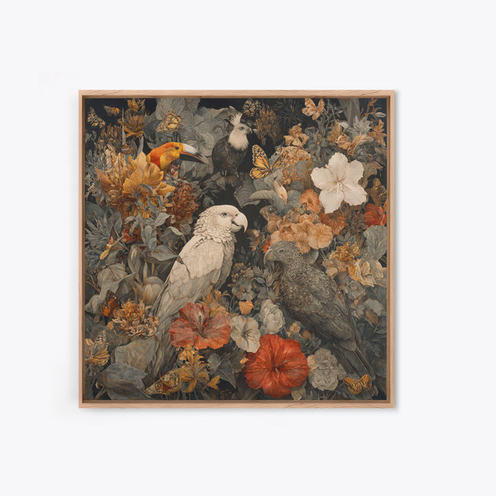 Explosive Floral Jungle Framed Canvas Print, Maximalist Art, Home Decor, Living Room Decor, Fine Art, Maximal, Printable Art, MAX-1x1-73
