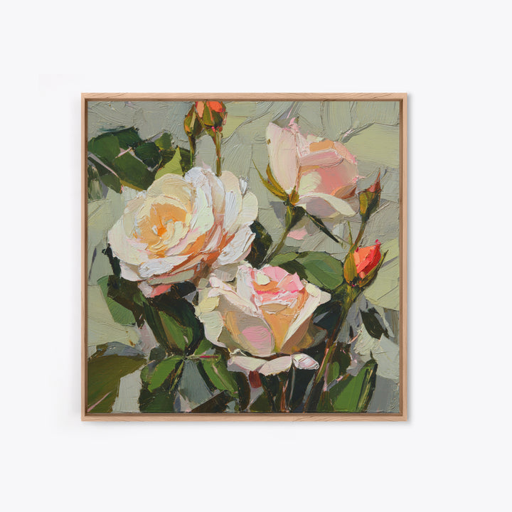 Baroque Roses Mixed Framed Canvas Print, Maximalist Art, Statement Artwork, Living Room Decor, Abstract Art, Maximal, MAX-1x1-78