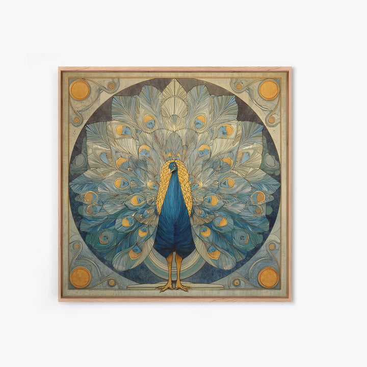 Dramatic Peacock with Oversized Feather Pattern Canvas Print, Maximalist Art, Original Painting, Living Room Decor, Maximal, MAX-1x1-8