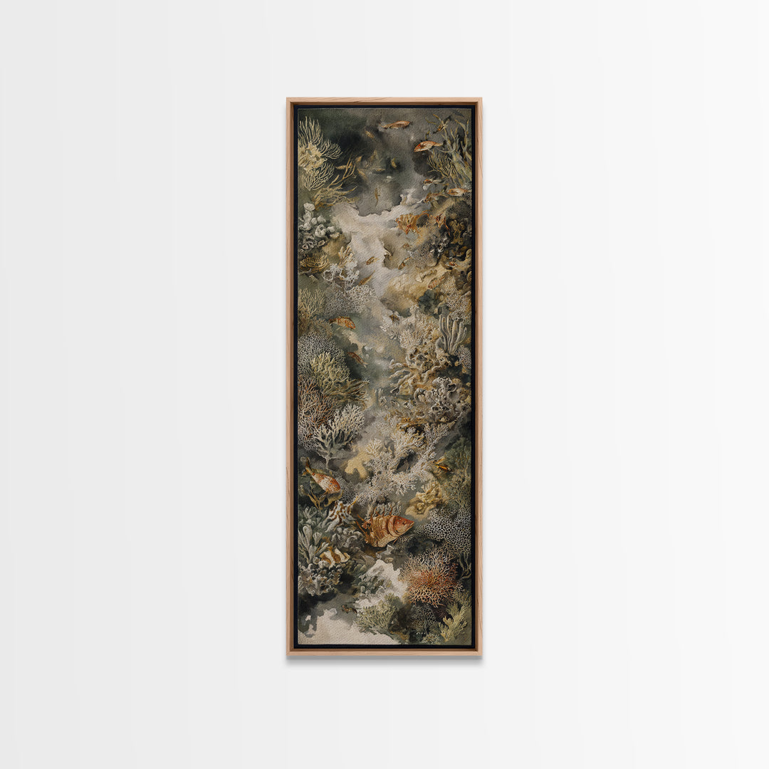Wild Coral Reef Framed Canvas Print, Maximalist Art, Textured Painting, Living Room Decor, Fine Art, Maximal, Digital Wall Art, MAX-1x3-29