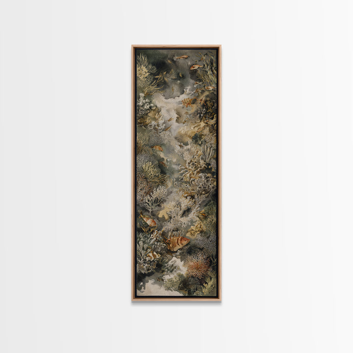 Wild Coral Reef Framed Canvas Print, Maximalist Art, Textured Painting, Living Room Decor, Fine Art, Maximal, Digital Wall Art, MAX-1x3-29