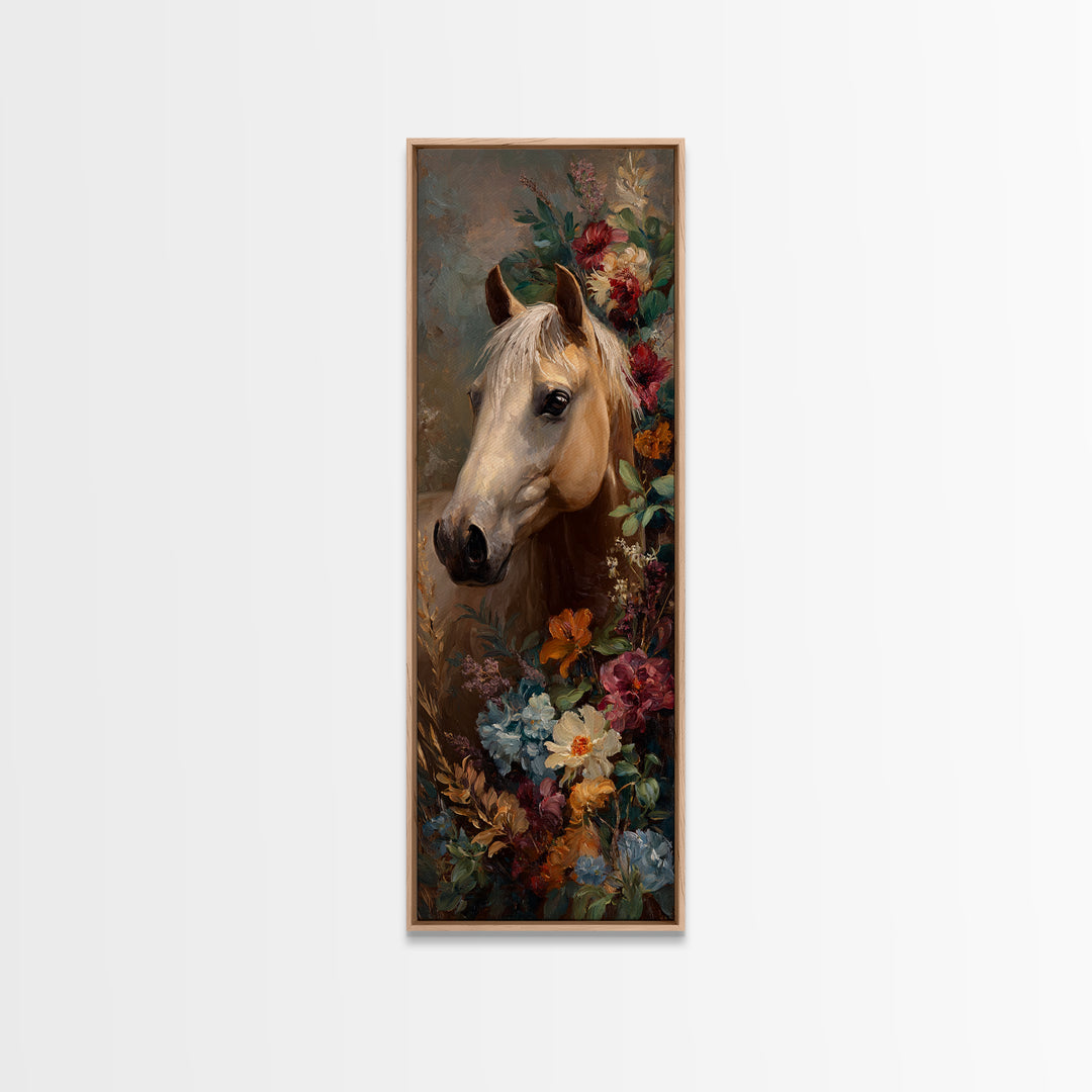 Jewel Tone Horse Portrait Canvas Print, Maximalist Art, Boho Wall Art, Living Room Decor, Oil Painting, Maximal, MAX-1x3-33
