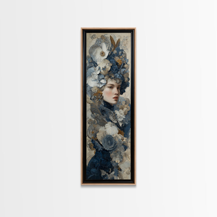 Ornate Portrait with Layered Textiles and Jewels Canvas Print, Maximalist Art, Digital Print, Living Room Decor, Maximal, MAX-1x3-40