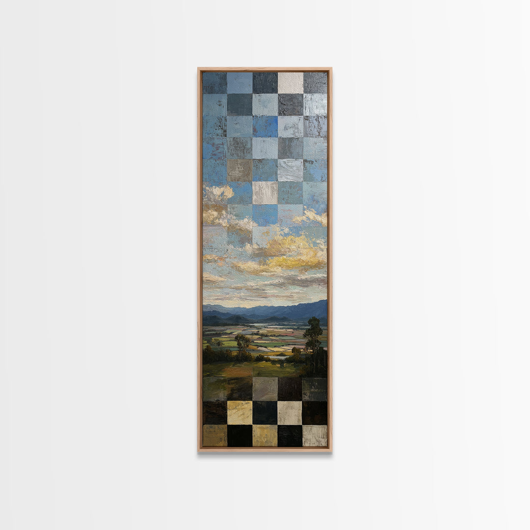 Eclectic Checkerboard Landscape Canvas Print, Maximalist Art, Art Print, Living Room Decor, Fine Art, Maximal, Boho Wall Art, MAX-1x3-65