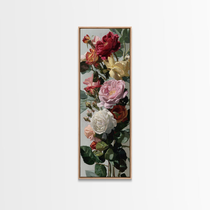 Baroque Roses Mixed Framed Canvas Print, Maximalist Art, Luxury Decor, Living Room Decor, Abstract Art, Maximal, MAX-1x3-66
