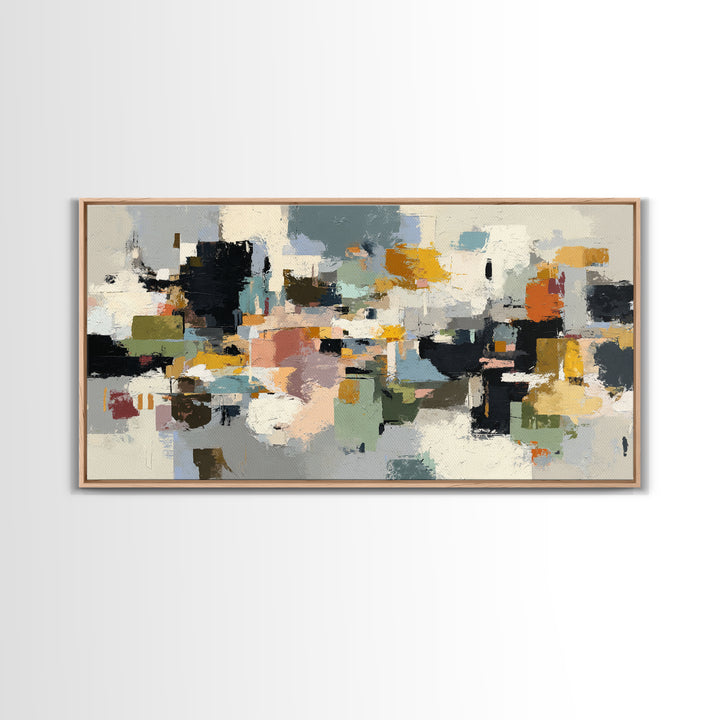 Chaotic Joyful Abstract Framed Canvas Print, Maximalist Art, Room Decor, Living Room Decor, Abstract Art, Maximal, MAX-2x1-42