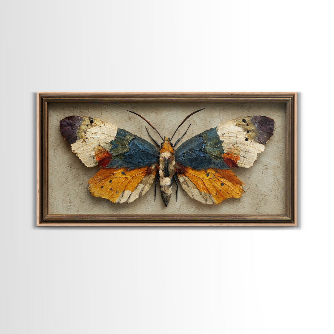 Framed Butterfly Collection Framed Canvas Print, Maximalist Art, Original Painting, Living Room Decor, Fine Art, Maximal, MAX-2x1-43