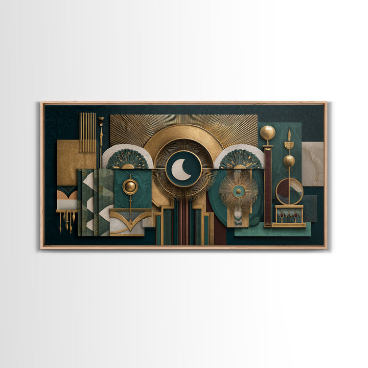 Surreal Room of Floating Objects as Decorative Canvas Print, Maximalist Art, Digital Wall Art, Living Room Decor, Maximal, MAX-2x1-5