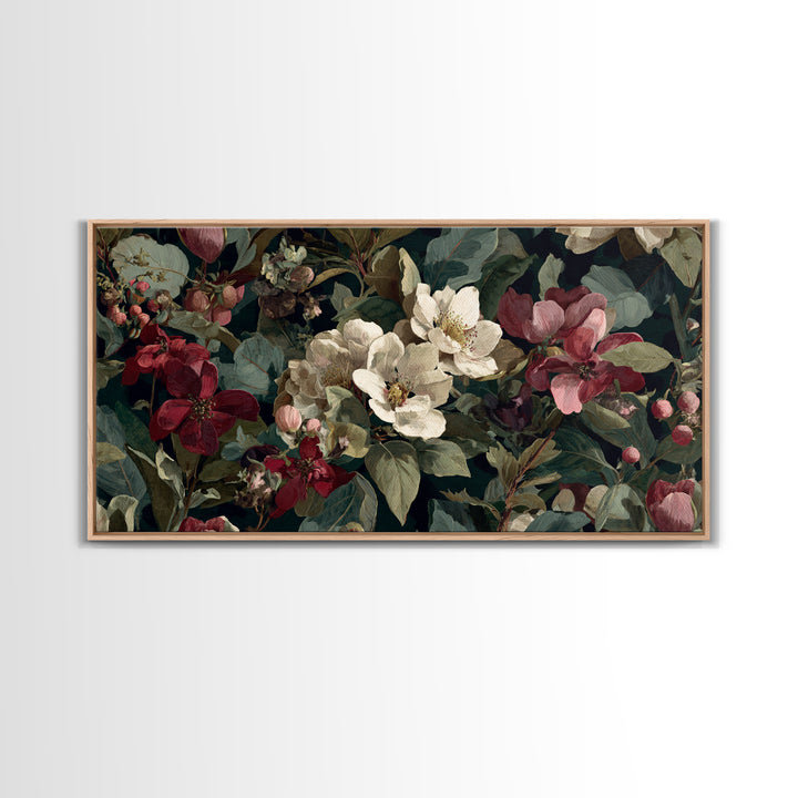 Crowded Botanical Tapestry Framed Canvas Print, Maximalist Art, Abstract Wall Art, Living Room Decor, Fine Art, Maximal, MAX-2x1-51