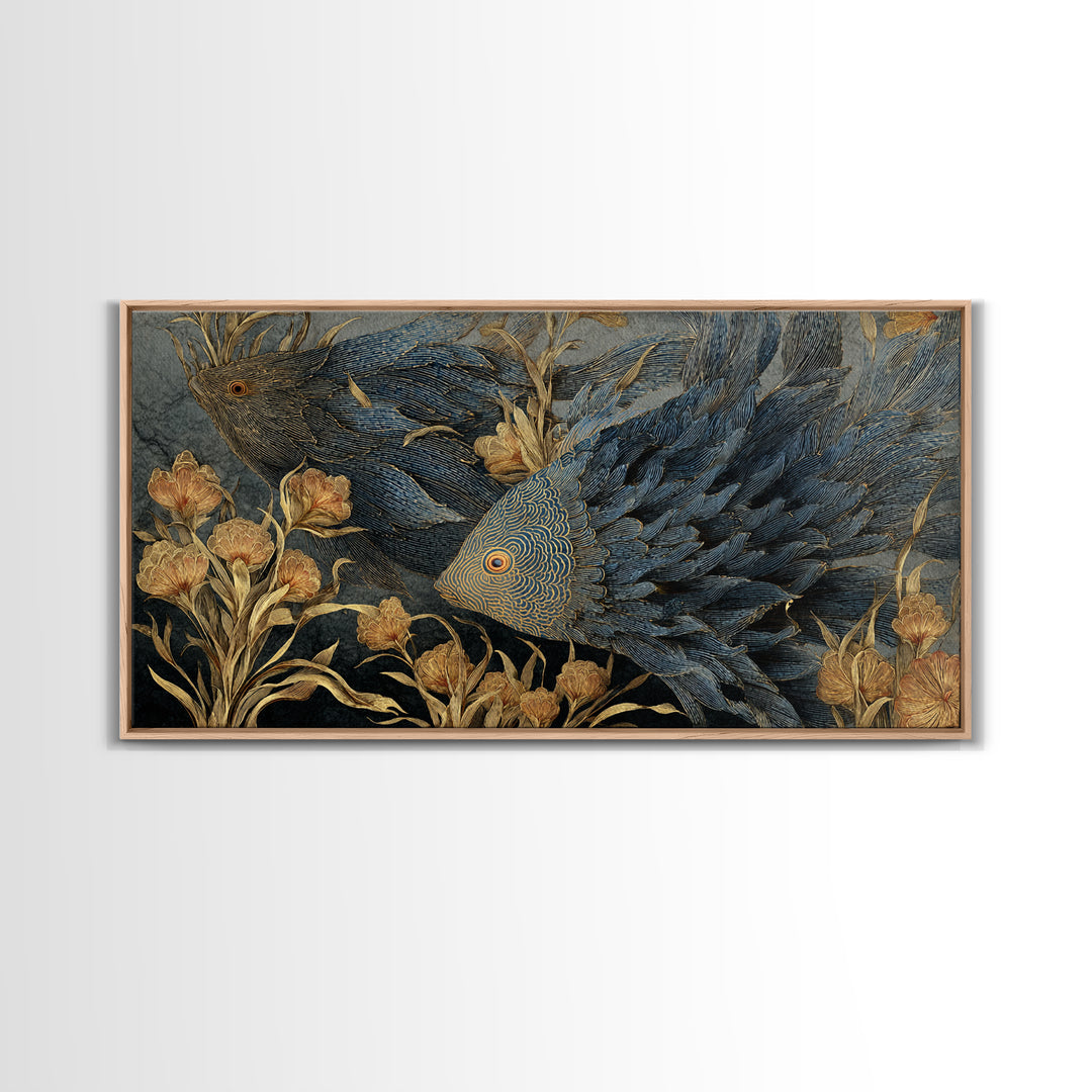 Wild Coral Reef Canvas Print, Maximalist Art, Art Nouveau, Living Room Decor, Fine Art, Maximal, Living Room Wall Art, MAX-2x1-61