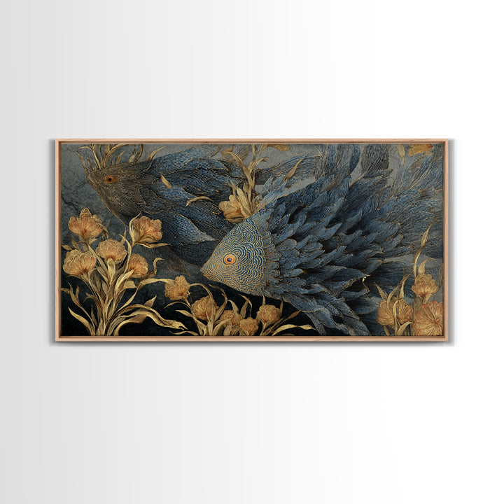Wild Coral Reef Canvas Print, Maximalist Art, Art Nouveau, Living Room Decor, Fine Art, Maximal, Living Room Wall Art, MAX-2x1-61