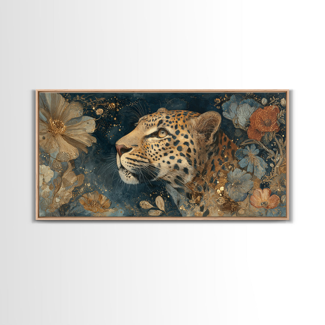 Rainbow Leopard Portrait Framed Canvas Print, Maximalist Art, Luxury Decor, Living Room Decor, Fine Art, Maximal, MAX-2x1-8
