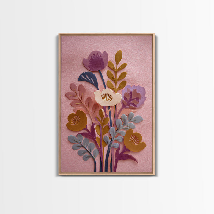 Matisse Inspired Cutouts with Vivid Floral Motifs Framed Canvas Print, Maximalist Art, Home Decor, Living Room Decor, Maximal, MAX-2x3-18