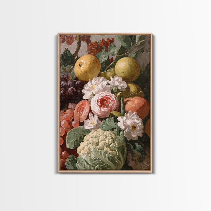 Rococo Fruit Feast Canvas Print, Maximalist Art, Digital Art, Living Room Decor, Maximal, Pink Wall Art, Dopamine Decor, MAX-2x3-23