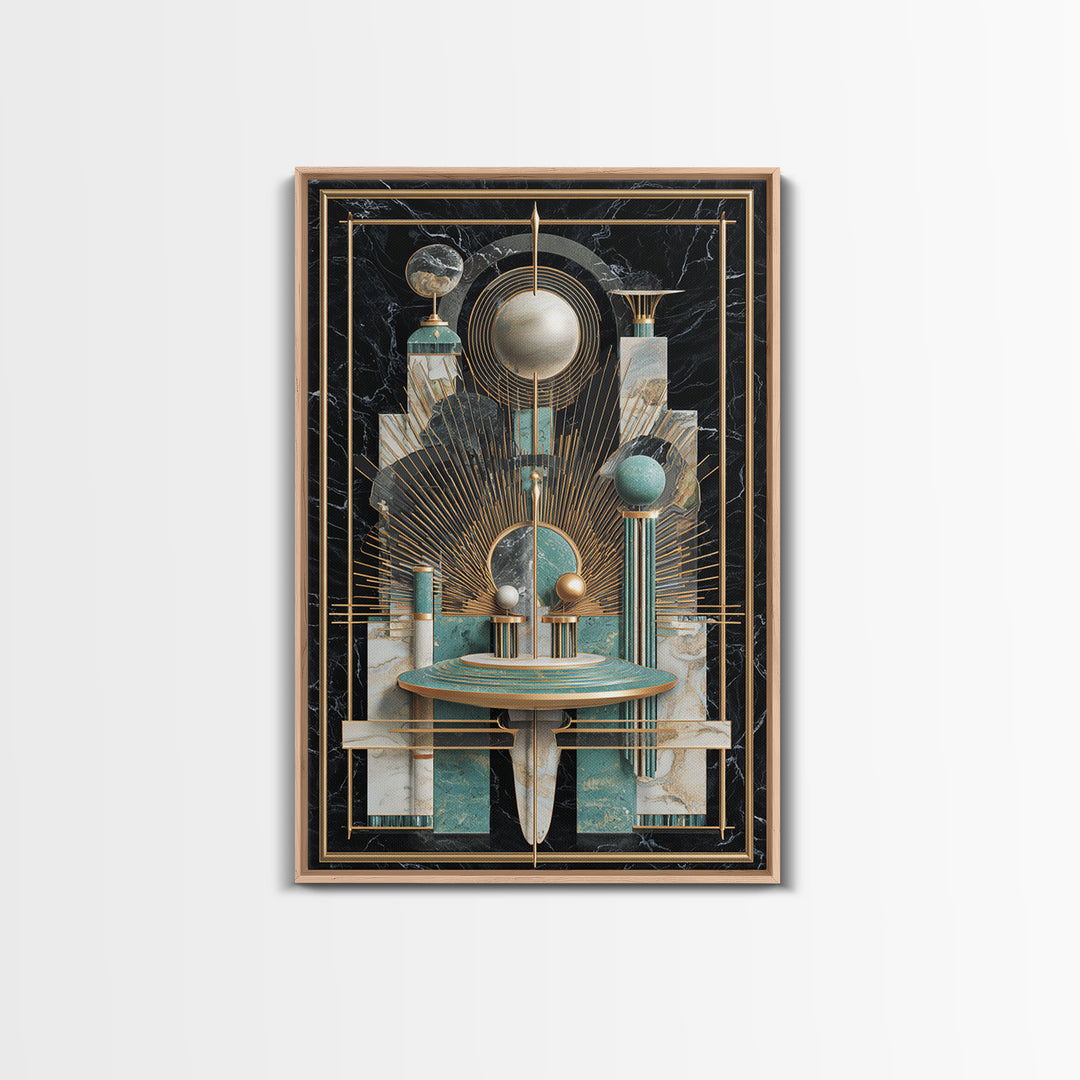 Surreal Room of Floating Objects as Decorative Framed Canvas Print, Maximalist Art, Abstract Art, Living Room Decor, Maximal, MAX-2x3-41