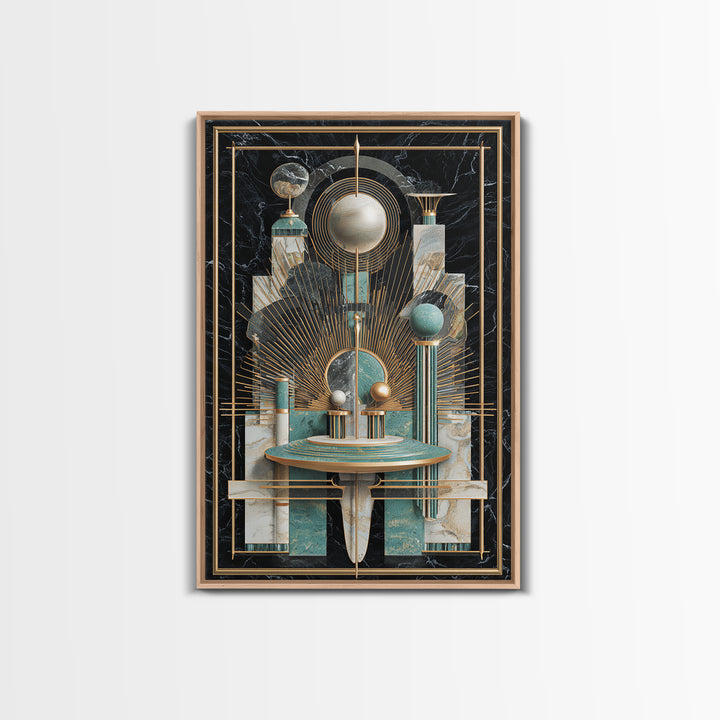 Surreal Room of Floating Objects as Decorative Framed Canvas Print, Maximalist Art, Abstract Art, Living Room Decor, Maximal, MAX-2x3-41