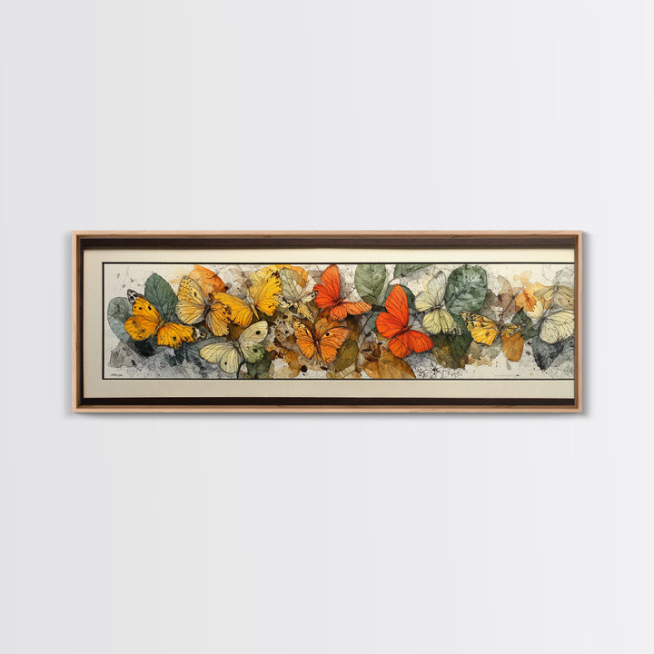 Framed Butterfly Collection Framed Canvas Print, Maximalist Art, Contemporary Art, Living Room Decor, Fine Art, Maximal, MAX-3x1-63