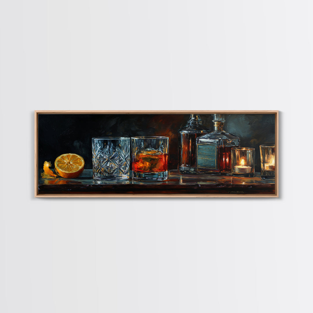 Retro Maximalist Cocktail Still Life Framed Canvas Print, Maximalist Art, Boho Wall Art, Living Room Decor, Fine Art, Maximal, MAX-3x1-82