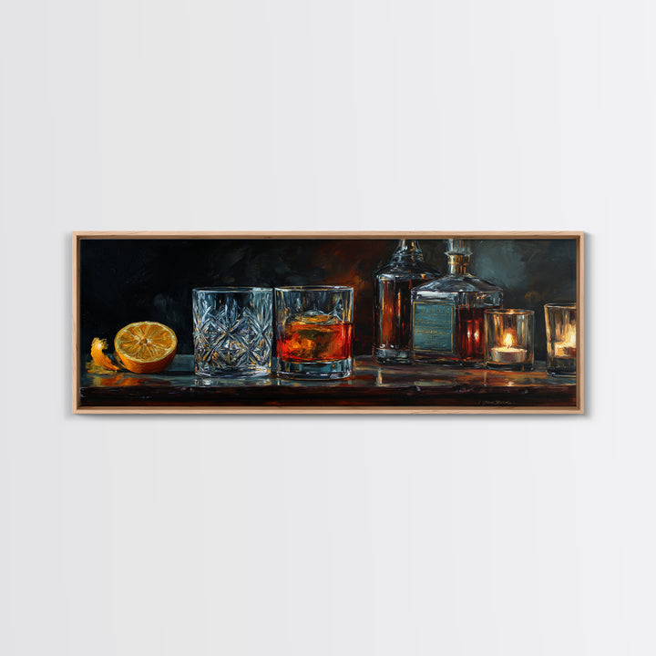 Retro Maximalist Cocktail Still Life Framed Canvas Print, Maximalist Art, Boho Wall Art, Living Room Decor, Fine Art, Maximal, MAX-3x1-82