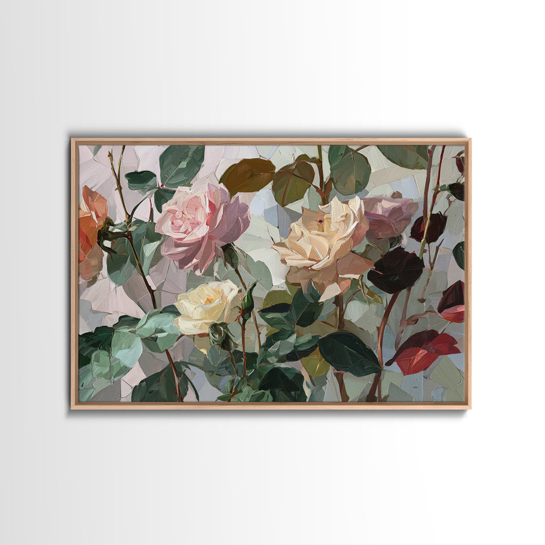Baroque Roses Mixed Framed Canvas Print, Maximalist Art, Boho Wall Art, Living Room Decor, Fine Art, Maximal, Trendy Wall Art, MAX-3x2-10