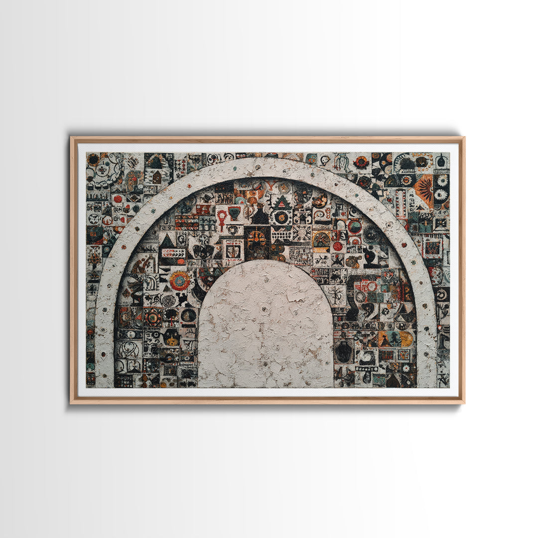 Ornamental Arch Filled Framed Canvas Print, Maximalist Art, Modern Art, Living Room Decor, Fine Art, Maximal, Textured Painting, MAX-3x2-23