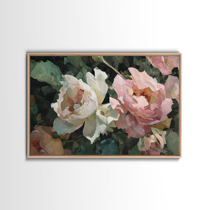 Baroque Roses Mixed Framed Canvas Print, Maximalist Art, Leopard Print, Living Room Decor, Abstract Art, Maximal, MAX-3x2-82